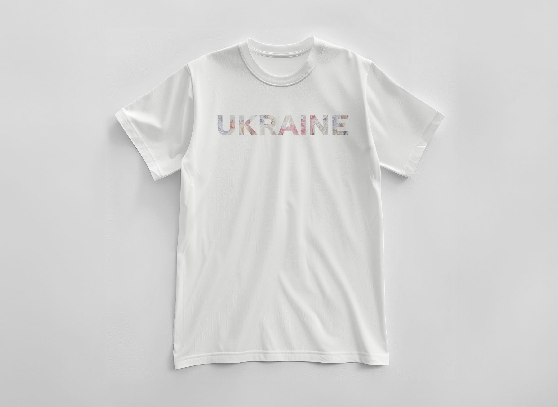 White T-shirt with Ukraine print in pastel colors from Azure and Gold