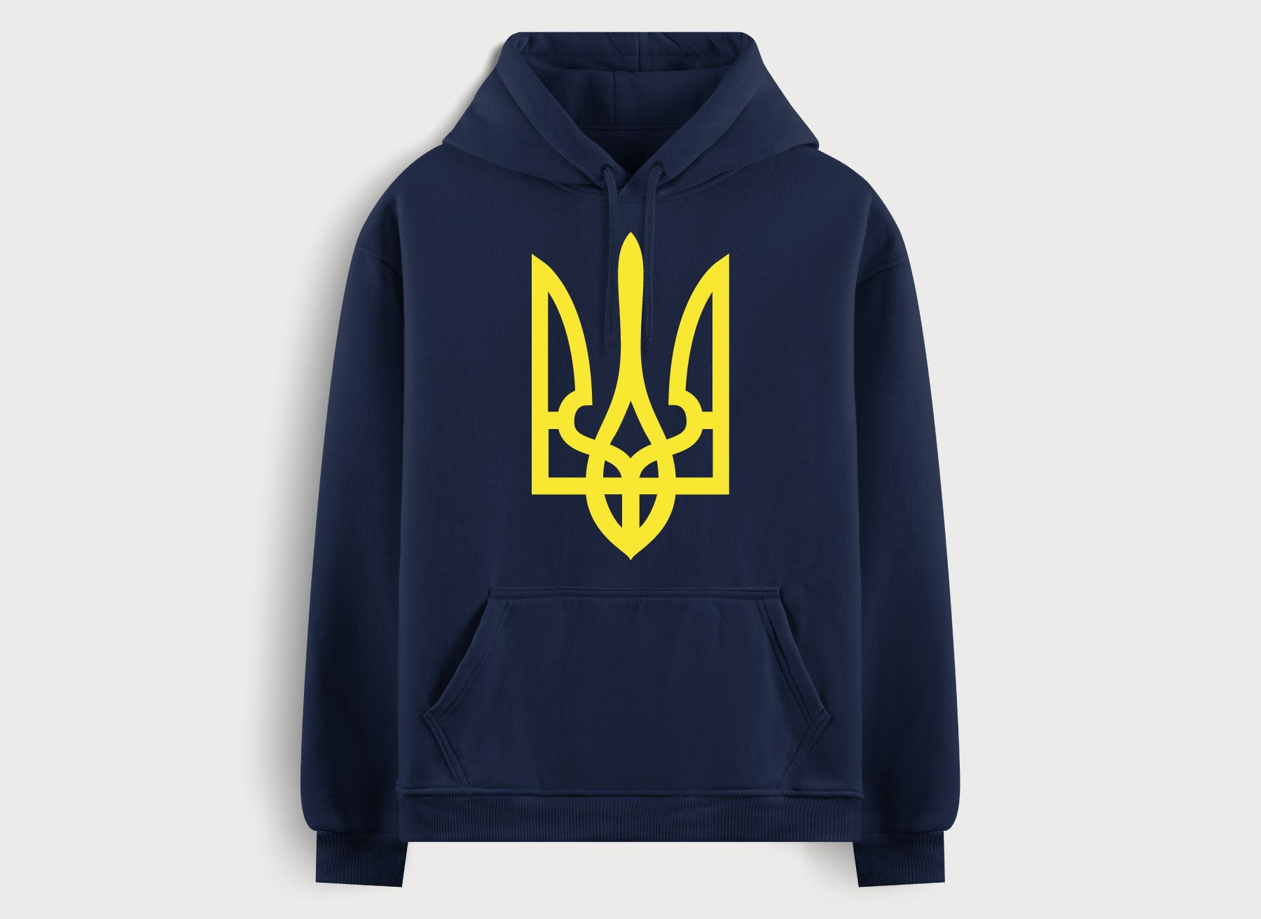 navi color hoodie with a print in the form of the coat of arms of Ukraine by Azure and Gold