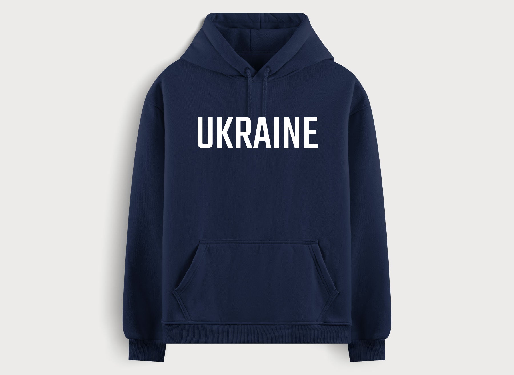 navi color hoodie with a large print in the form of the word Ukraine by Azure and Gold